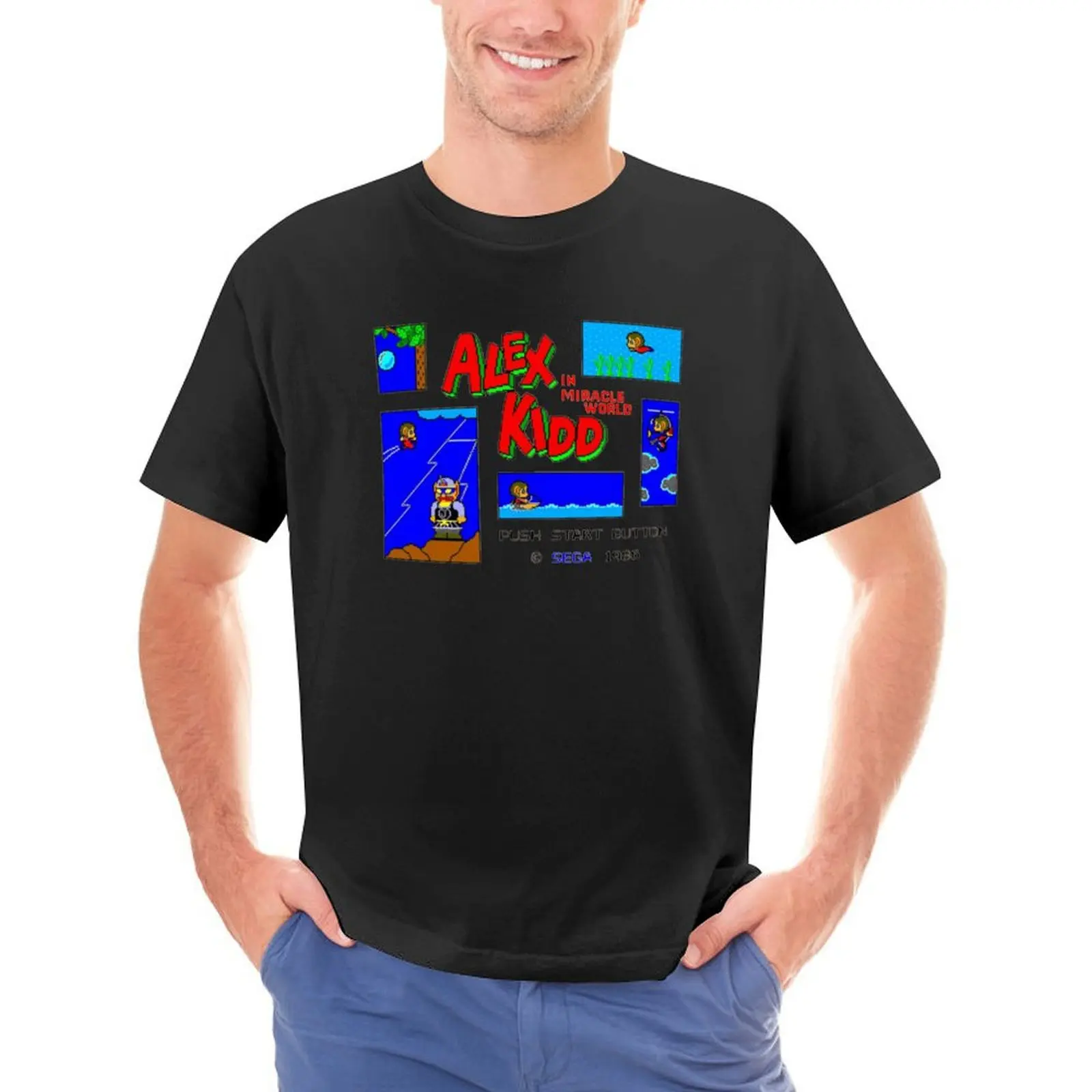 Alex Kidd T-Shirt Men In Miracle World Game Pixel 8 Bit Y2K Retro Cotton T Shirts Summer Novelty Tee Shirt Plus Size Clothes