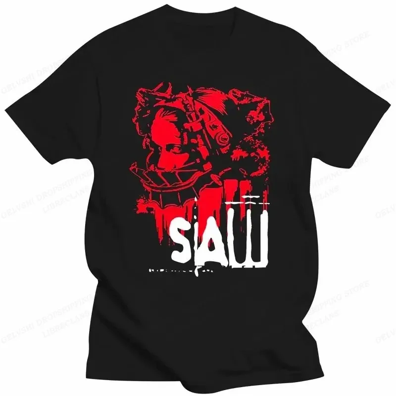 Movie SAW Horror Head Torture T Shirt Men Women Fashion Cotton T-shirt Vintage Clothes O-Neck Tees Horror Harajuku Tops Summer