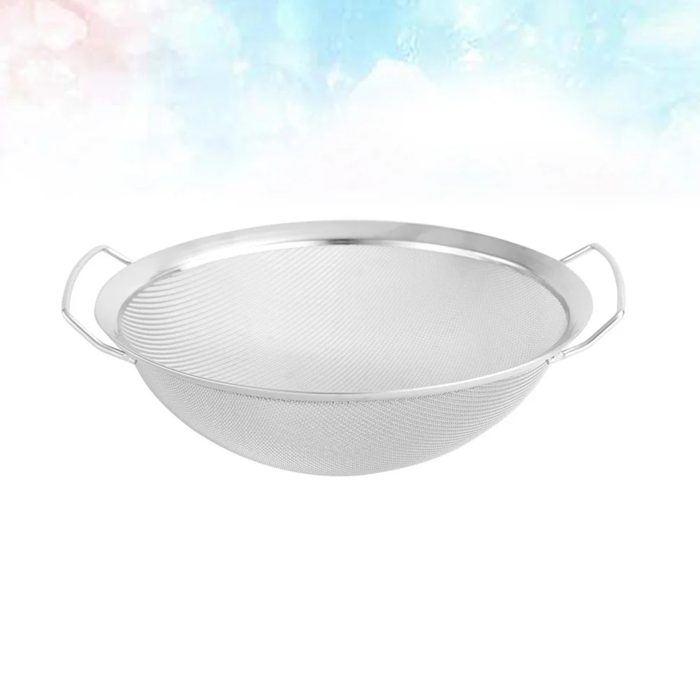 

1Pcs Mesh Net Strainer Stainless Steel Diameter 28.5cm Double Handle Rice Sifter Vegetable Drainer Kitchen Tool