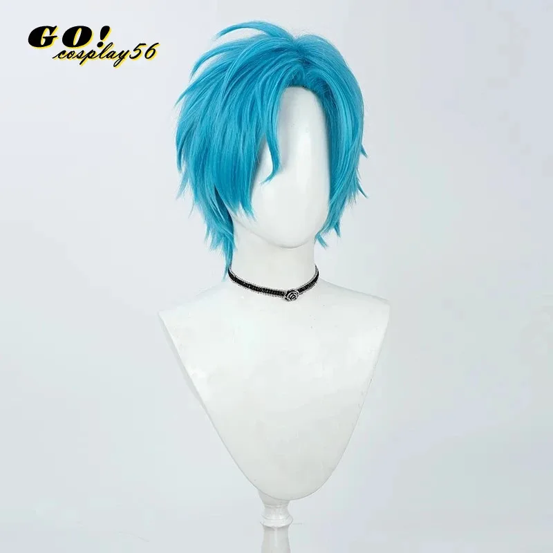 Парик для косплея TEMPUS Regis Altare, Holostars, английский EN YouTuber, боковая часть, синие короткие волосы, виртуальный идол, ролевая игра, Vtuber Headw
