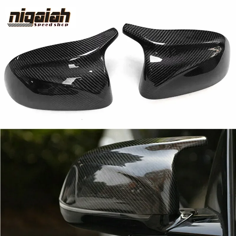 

1 Pair Black Carbon Fiber Mirror Cover LHD Rearview Mirror Caps Fits for BMW X3 G01 X4 G02 X5 G05 2018 2019 Replacement M Look