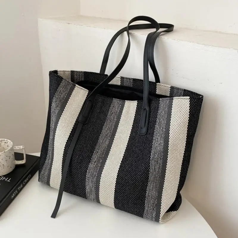 Summer Bags for Woman 2024 Stripe Designer Shoulder Crossbody Shopper Storage Bag Women Casual Canvas Handbag Tote Bag