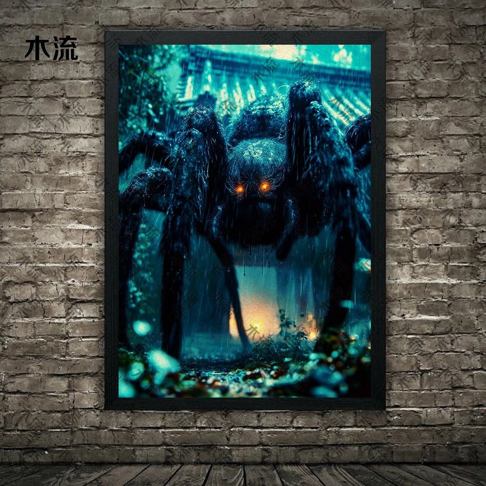 Giant Spider Monster,Horror Gothic Wall Art, Canvas Painting,Home Decor, Creepy Tarantula, Vintage Art Poster And Print,Unframed