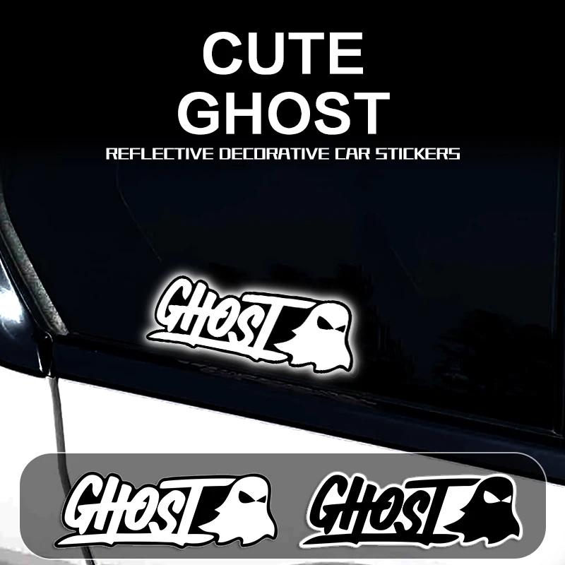 

2 шт. милые наклейки GHOST для кузова автомобиля, мотоцикла, индивидуальные креативные забавные водонепроницаемые светоотражающие декоративные наклейки