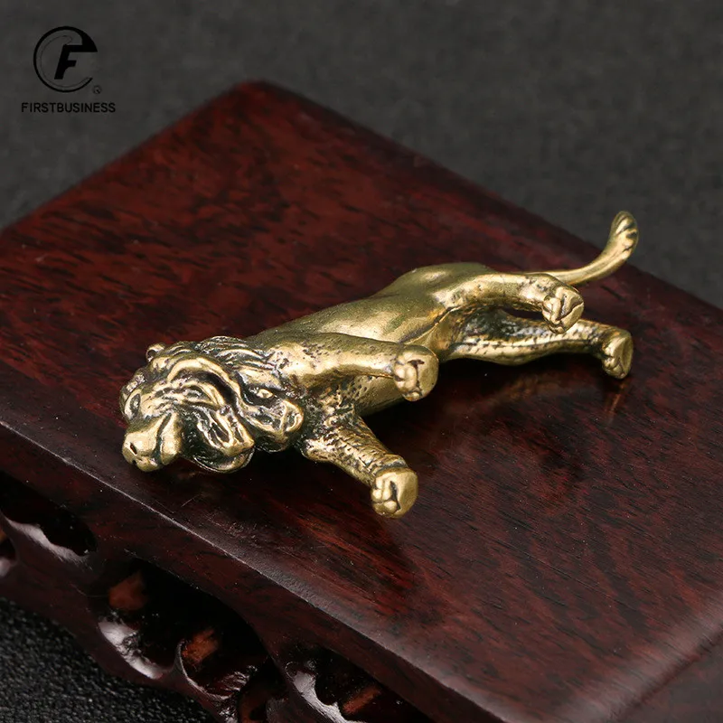 new King Of Grassland Animal Lion Statue Vintage Brass Figurines Miniatures Desktop Ornament Home Decorations Crafts Accessories