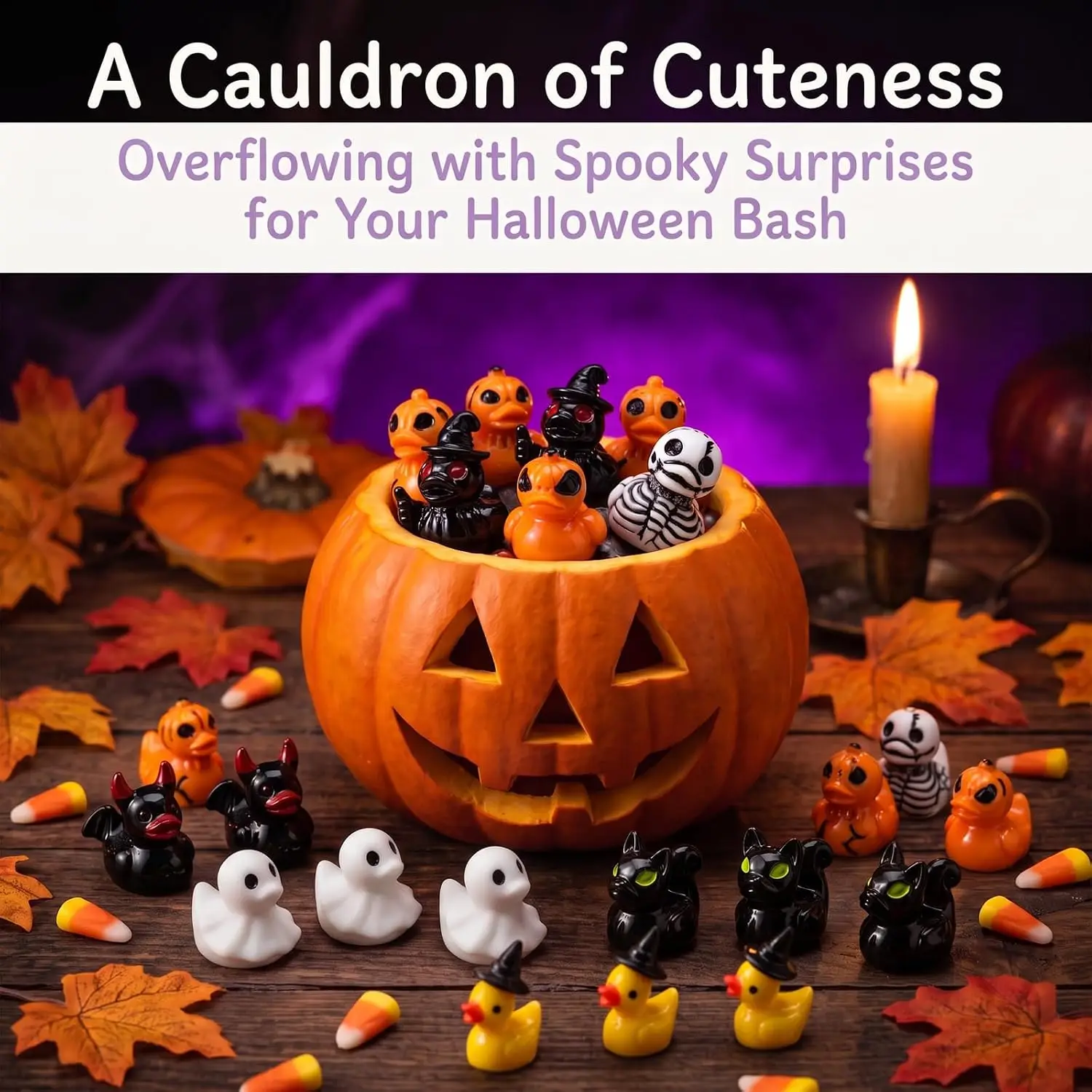 36Pcs Halloween Mini Resin Ducks Tiny Figurines Hide and Seek Game Dollhouse Miniatures Halloween Party Decoration