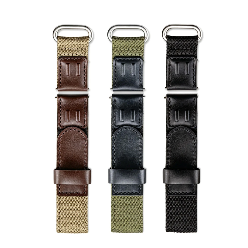 For Forester leather nylon composite Velcro band 19mm 20mm 22mm universal watch strap