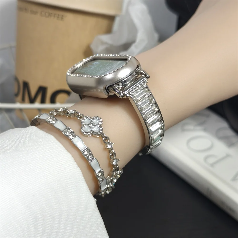 حزام سوار معدني متلألئ من الألماس مناسب لـ Xiaomi Band 8Pro/9Pro، لـ Mi band 3/4/5/6/7,8/8NFC/9/9NFC/10/10NFC، لـ Redmi Wat