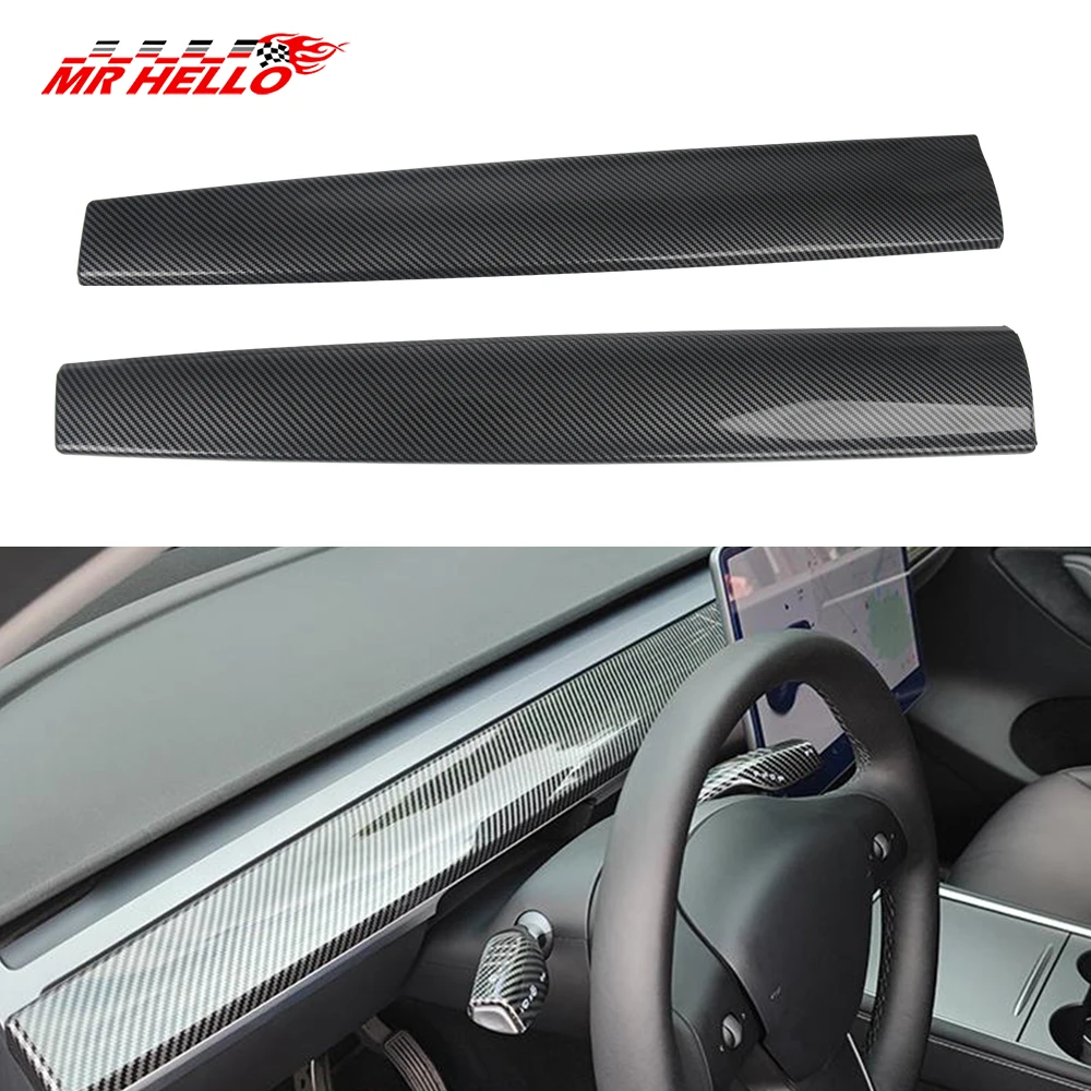 Car Center Console Dashboard Cover  For Tesla Model 3 Y Carbon Fiber ABS Interior Accessories