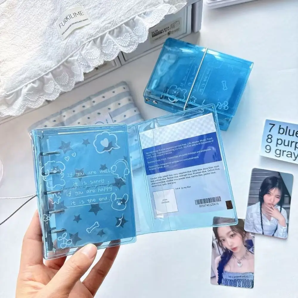INS PVC Photocard Holder M5 Cute Puppy Photo Album Three Folding Photocard Binder Kpop Idol Card
