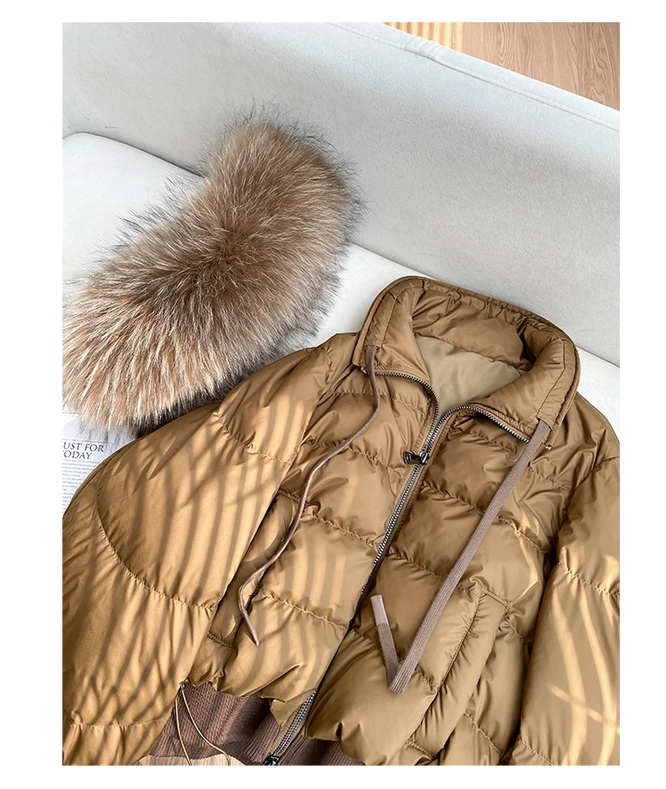 2026 Winter Real Fox Fur Collar White Duck Down Padded Down Jacket Regular Fashion Warm Big Fur Collar Women's Coat
