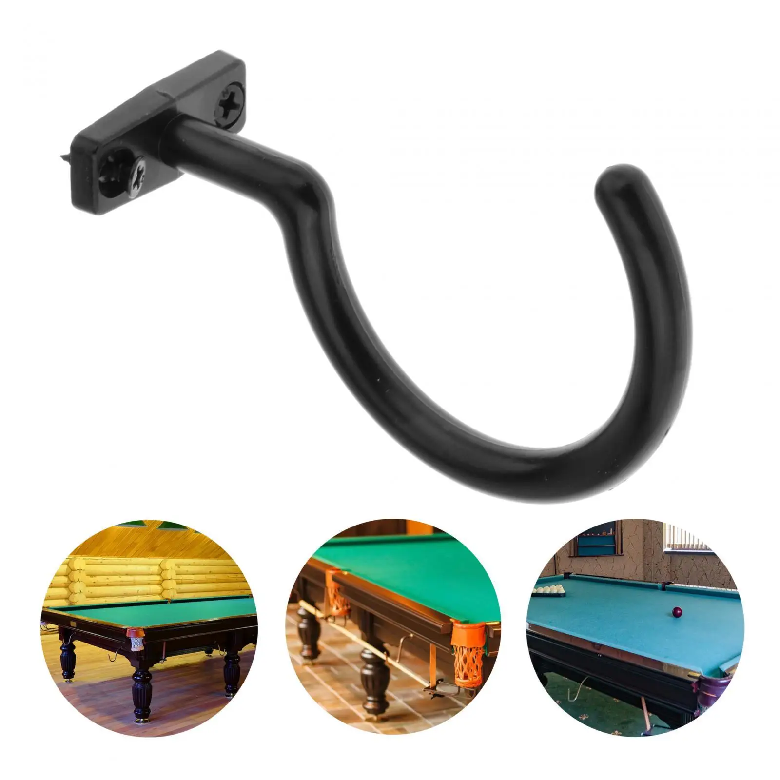 Black Snooker Billiard Table Board Cue Hook, Bridge Rod and Ball Rack Hooks,