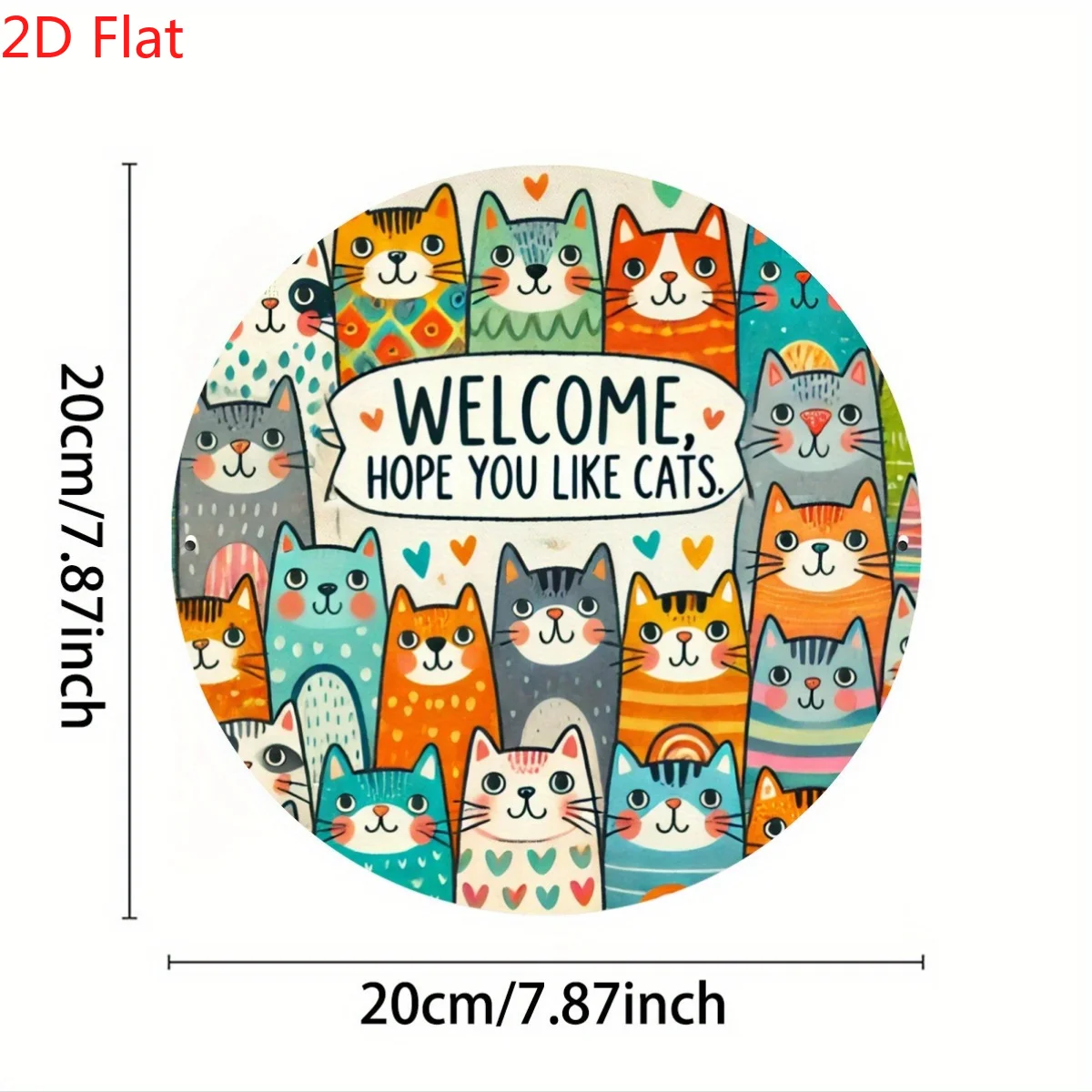 لافتة ترحيب حديدية بتصميم قطة ملونة - ديكور متعدد الأغراض للمنزل والغرفة والجدار والشرفة، "أمل أن تريد القطط" عزر #3