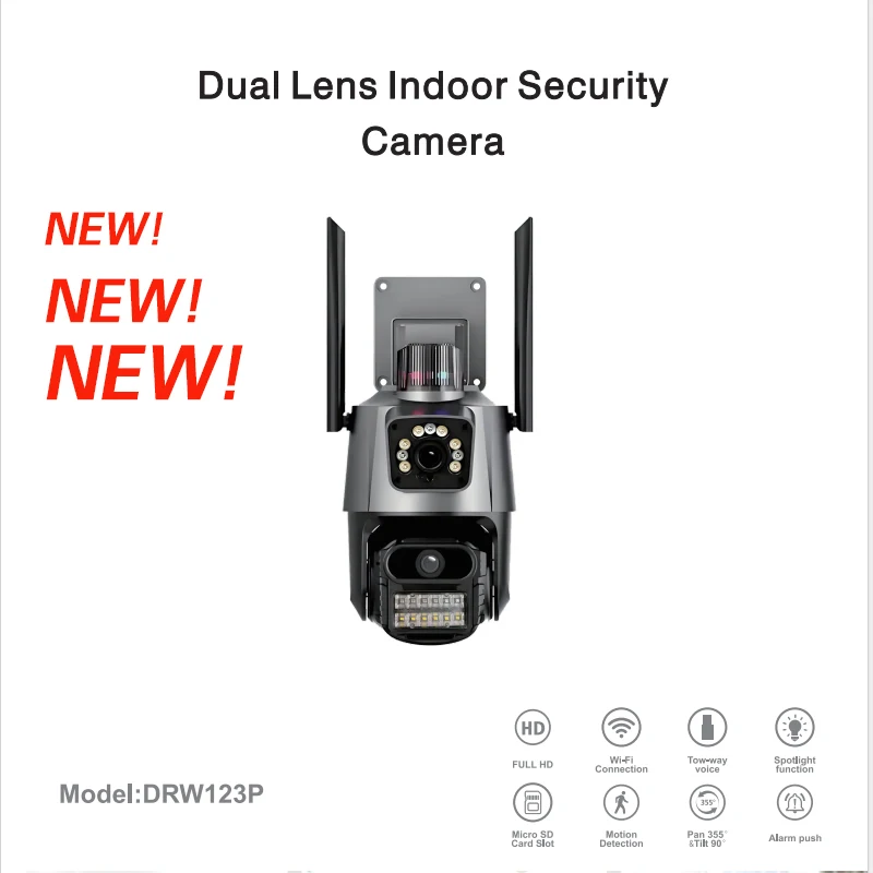 

4MP Outdoor WiFi Camera 4K Video Surveillance Dual Screen PTZ Security CCTV System Dual Lens Wireless Home Surveillance PIX