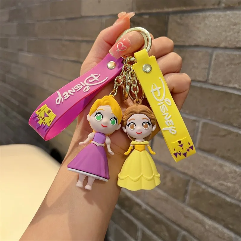 Cartoon Anime Princess Mermaid Frozen Pendant Keychains Car Key Chain Key Ring Phone Bag Hanging Jewelry Kids Gifts