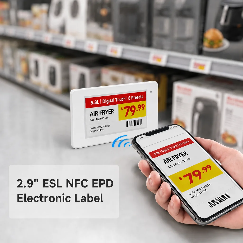 2.9'' BLE E Ink Digital Price Tag Esl Display Epaper NFC EPD Electronic Shelf Label Price Tags For Supermarket Logistic Manage