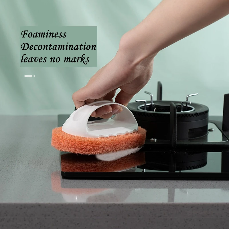 Household Items with Handle Cleaning Brush Bathroom Tile Brushes Kitchen Decontamination Brush Pot Sponge Wipe