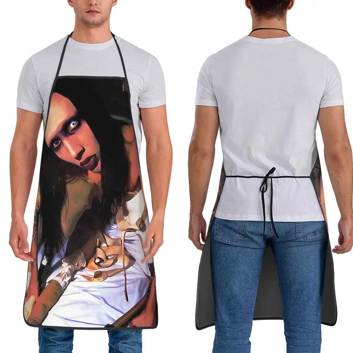 Marilyns Manson Antichrist Aprons Chef Cooking Tablier Waterproof Bib Kitchen Cleaning Pinafore for Women Men Gardening