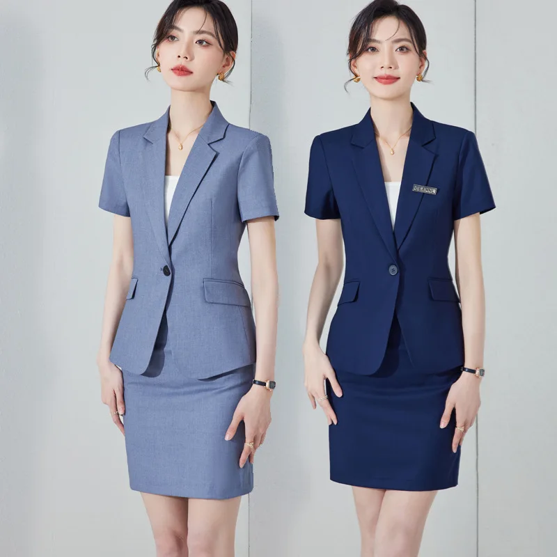 

Black Business Suit Suit Skirt Women's Summer Thin Temperament Small Size Formal Wear Catering Hotel Manager Overalls