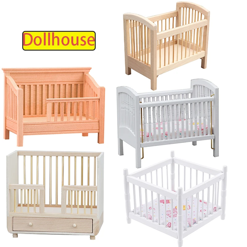 

1 шт. кукольный домик миниатюрная деревянная мебель шейкер колыбель детская кровать модель игрушки детская имитация кроватки куклы домашний декор аксессуар