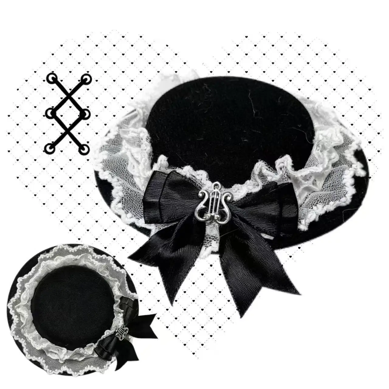 Damen Mini-Zylinderhut Vintage Gothic Schleifendekor Spitzen-Fascinator Haarspange Kostüm-Haaraccessoire Punk Neuheiten Haarclip