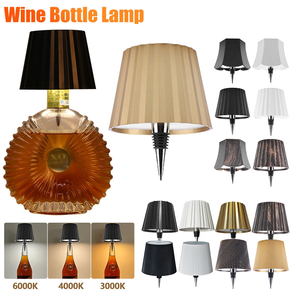 Wine Bottle LED Wireless Table Lamp 3-color Infinitely Dimmable USB Rechargeable Dining Table Lights Beverage Lamp Top touch