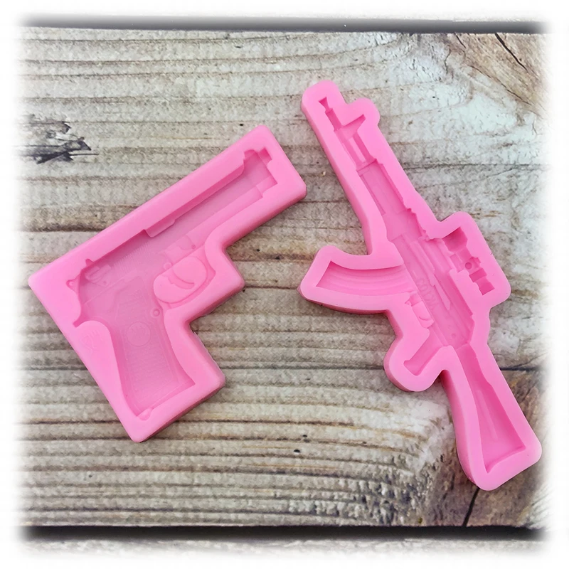 AK Gun Shape Silicone Mold DIY 3D Cake Fondant Soap Cupcake Jelly Candy Chocolate Baking Decoration Tool