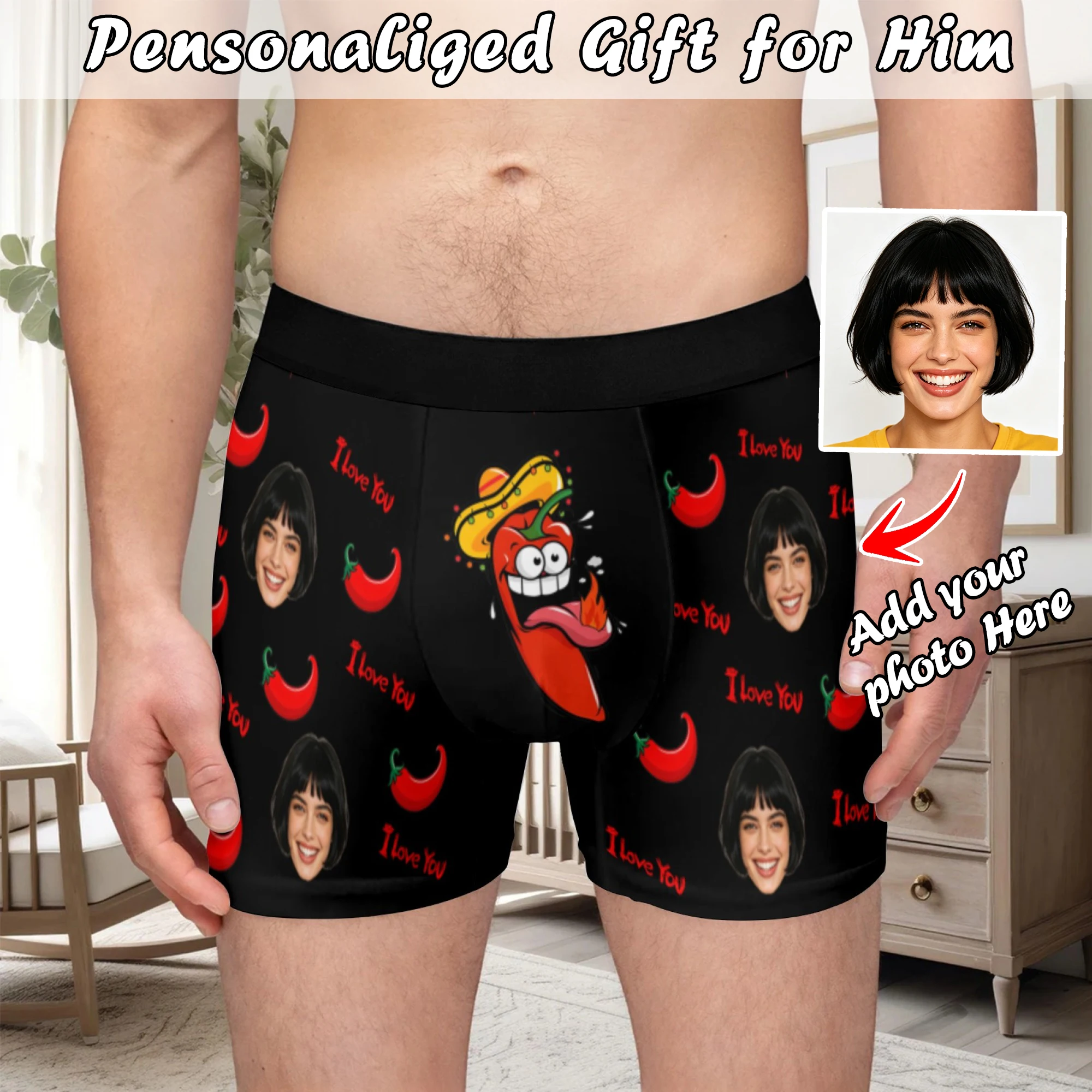 Personalized facial photo customization flat underwear customization men's Valentine's Day gift for husband gift for father