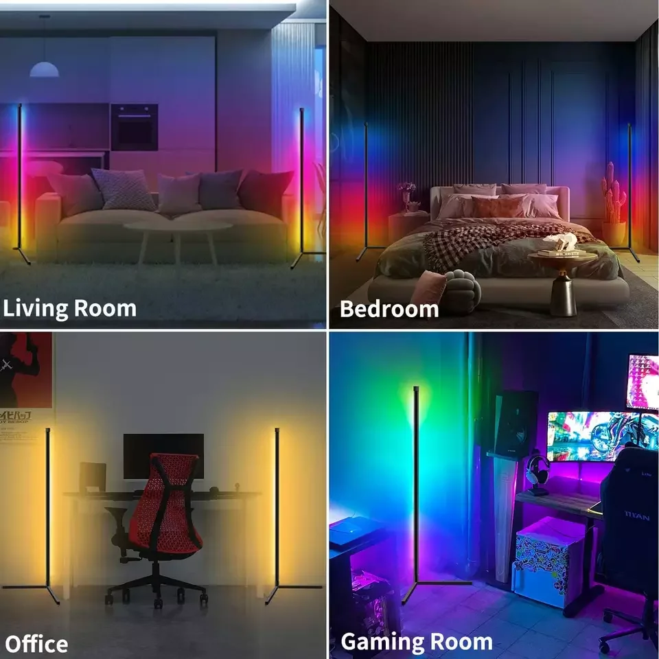 Smart Led Living Room Floor Lamp Rgb Corner Floor Lamp Music Synchronization Application Program Control Suit for Living Room
