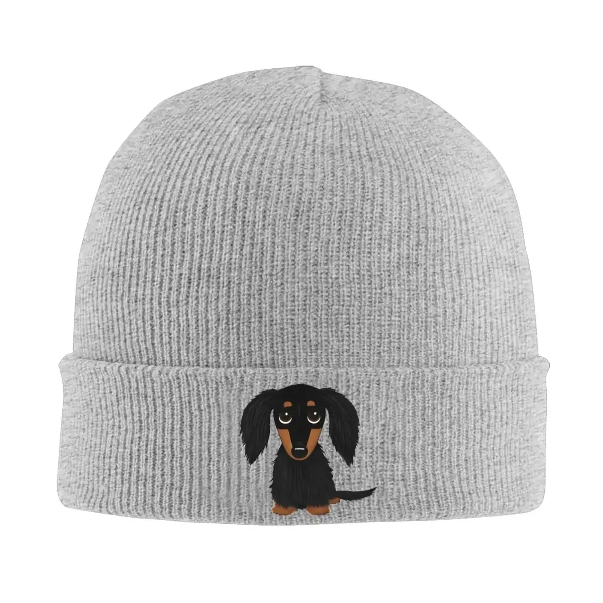 Black And Tan Long Haired Dachshund Beanie Hats Dog Bonnet Hats Unisex Adult Cute Kpop Knit Hat Autumn Thermal Elastic Caps