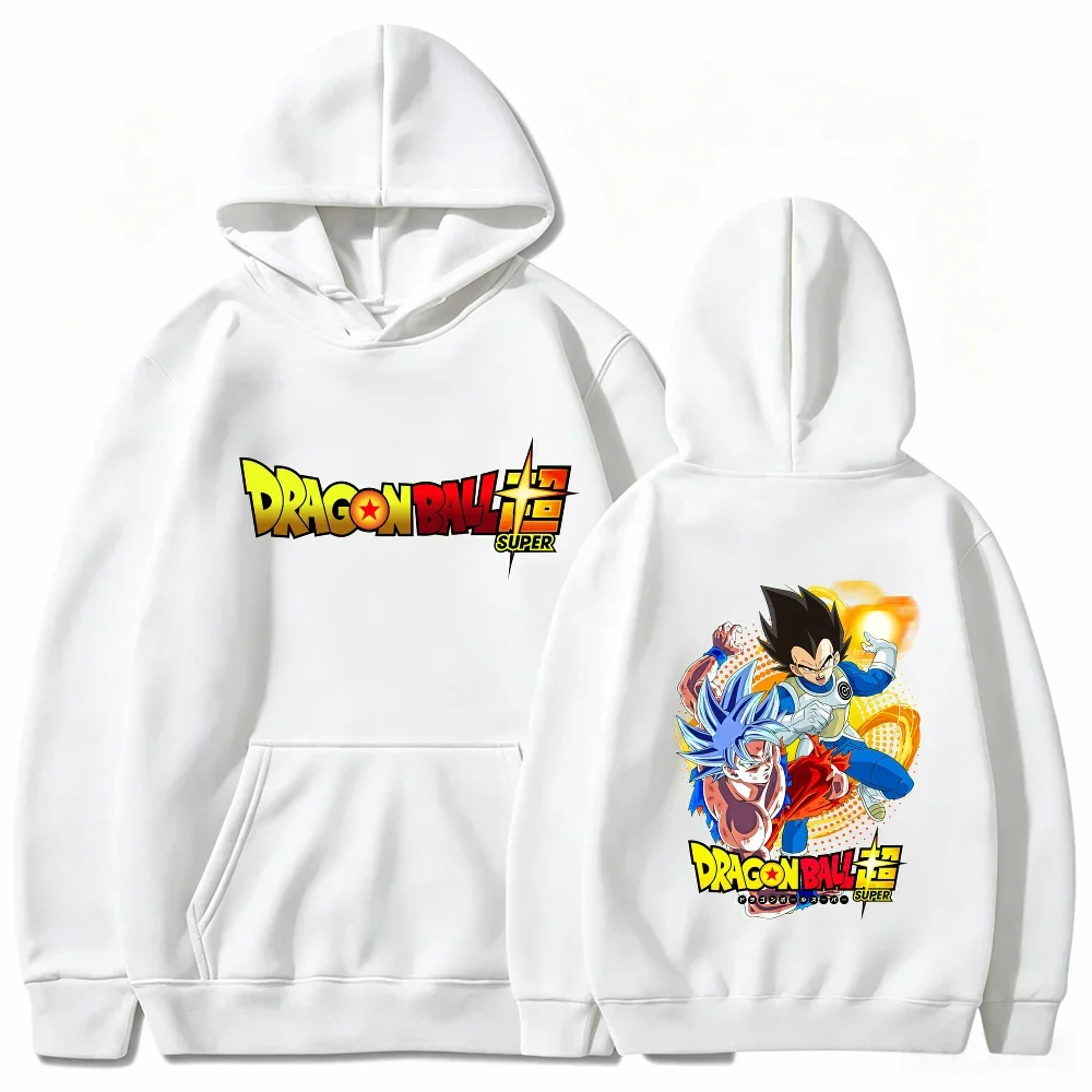 Dragon Ball Super Anime Grafik-Hoodie, Unisex, Kapuzenpullover mit Kordelzug, Goku- und Vegeta-Print, Oversized, lässiges Oberteil.
