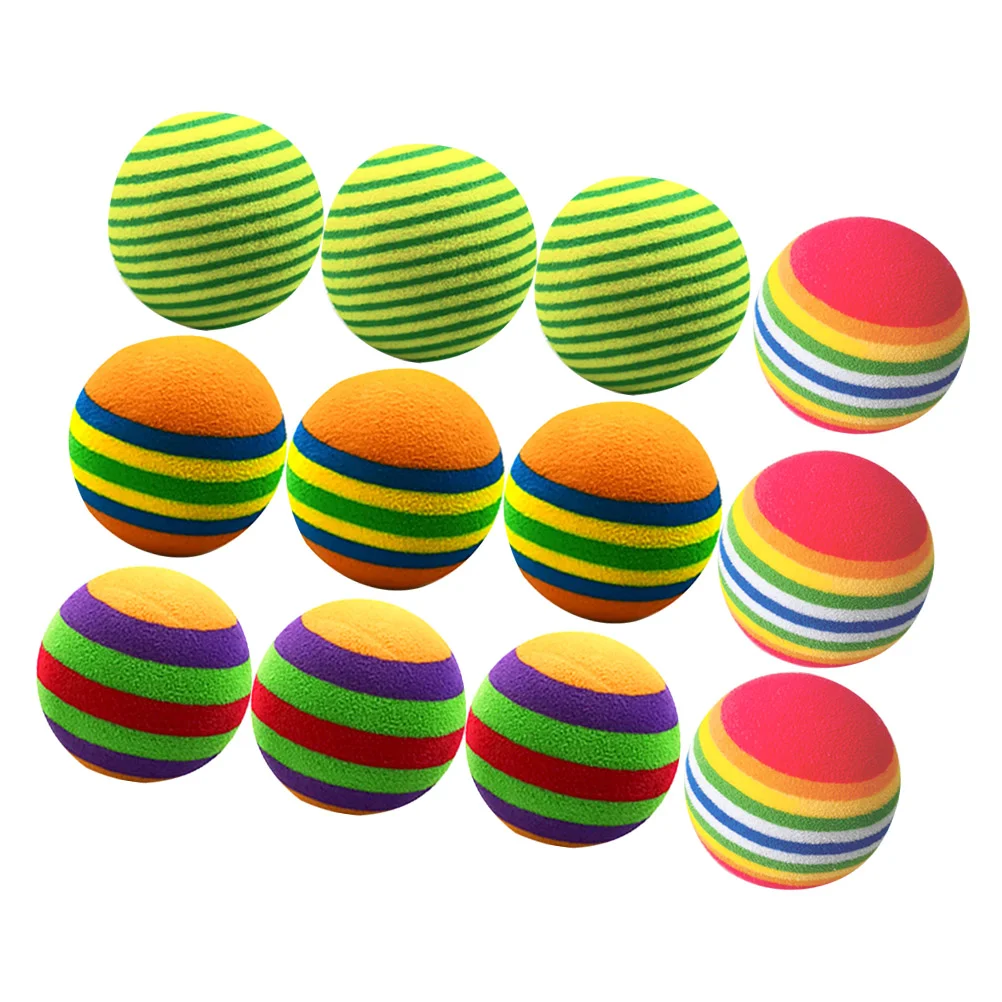 

12Pcs Stripe Pattern Balls EVA Ball Colorful Balls Cat Pet Playing Balls Training Ball (4 Styles) Funny Ball