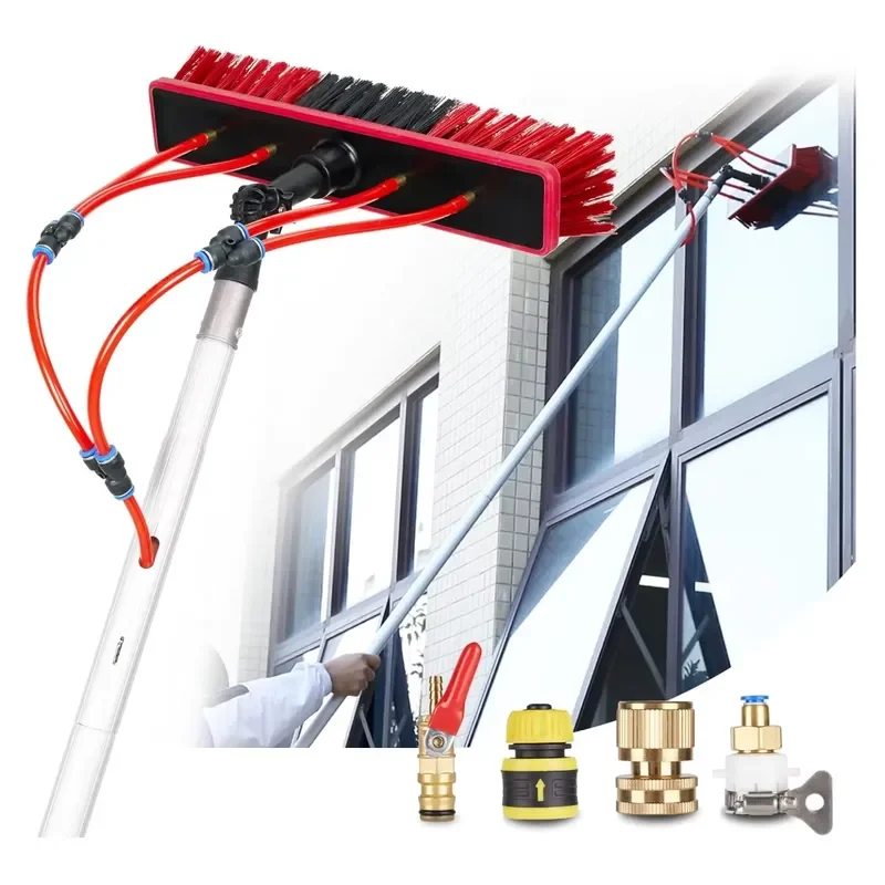 Aluminum Solar Panel Cleaning Kit, Versatile Cleaning Tool with Telescopic Rod and Window Brush