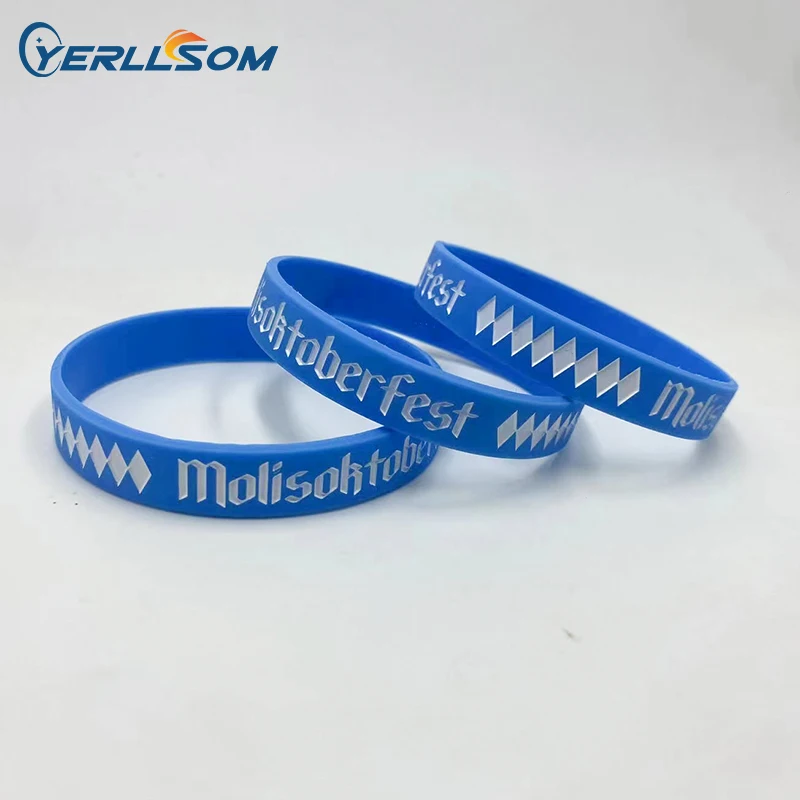 YERLLSOM 100pcs/Lot Silicone Eco Friendly Printed Bracelet Wristbands Promotional Cheap Custom Name Rubber Bracelet