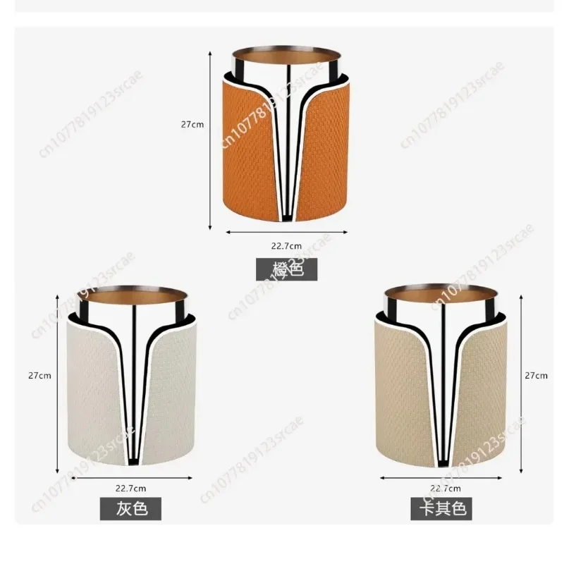 

for Light Luxury Leather Home Large Capacity Trash Can without Cover High-End Office Wastebasket