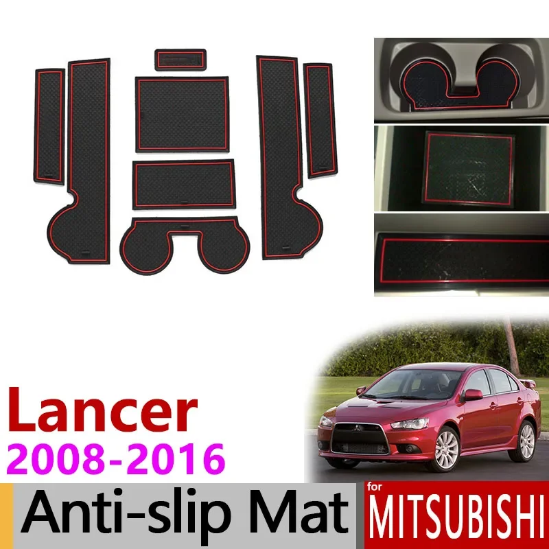 Anti-Slip Gate Slot Mat Rubber Cup Coaster for Mitsubishi Lancer 2008 - 2016 Ralliart EVO X Galant Fortis EX Accessories Sticker