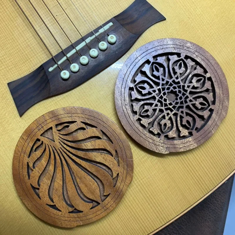 

Guitar Wooden Soundhole Sound Hole Cover Block Feedback Buffer Mahogany Wood for 40/41 Inch Acoustic Folk Guitars