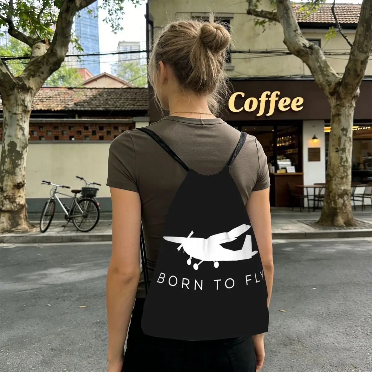 

Born To Fly Captain Stripes Flight Pilot Backpacks Multi-function Drawstring Bags Sports Bag Book Bags for Man Woman School
