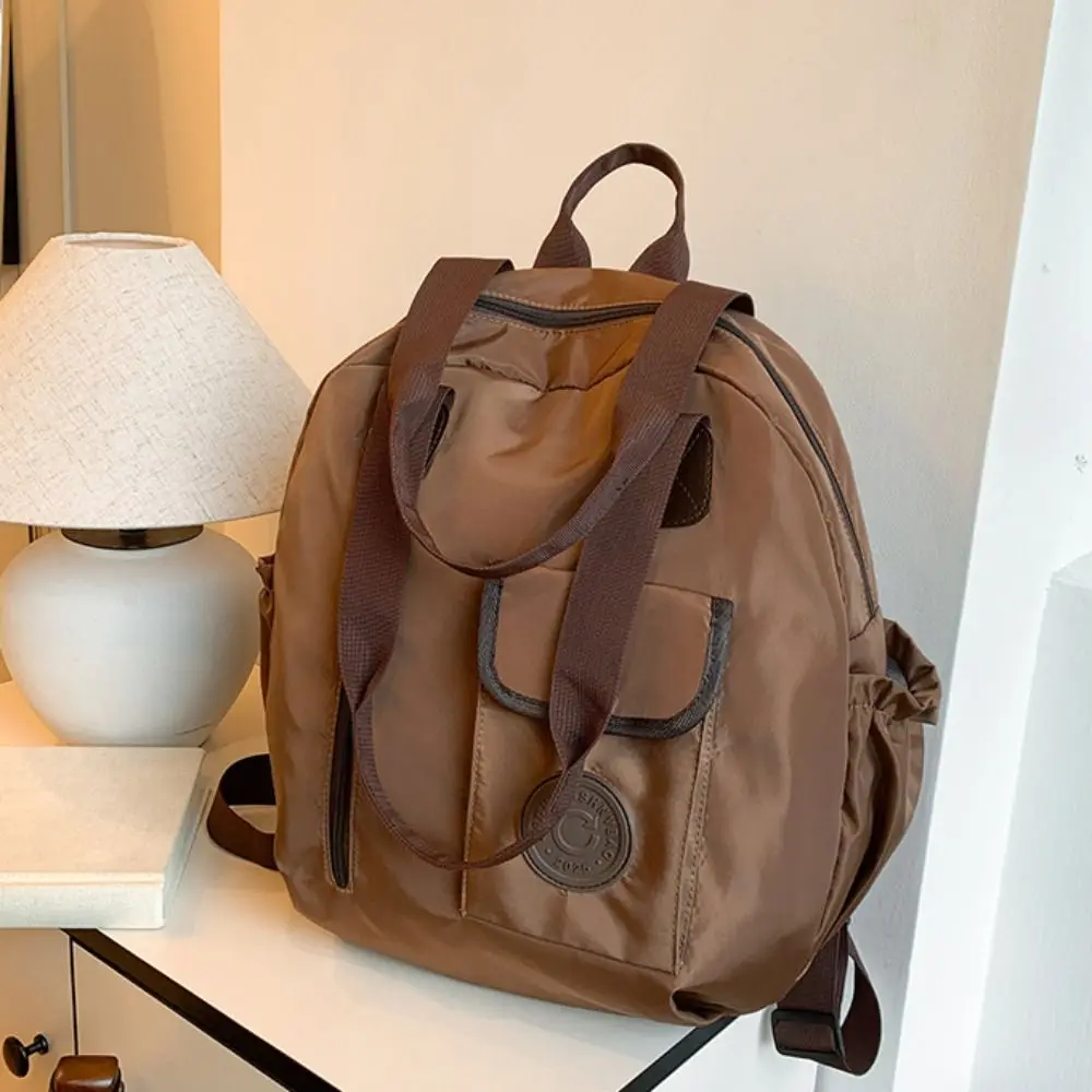 Zaino da nuoto in nylon stile coreano Borsa a tracolla di forma rotonda in tinta unita di grande capacità Borsa da fitness in nylon con design di nicchia da donna