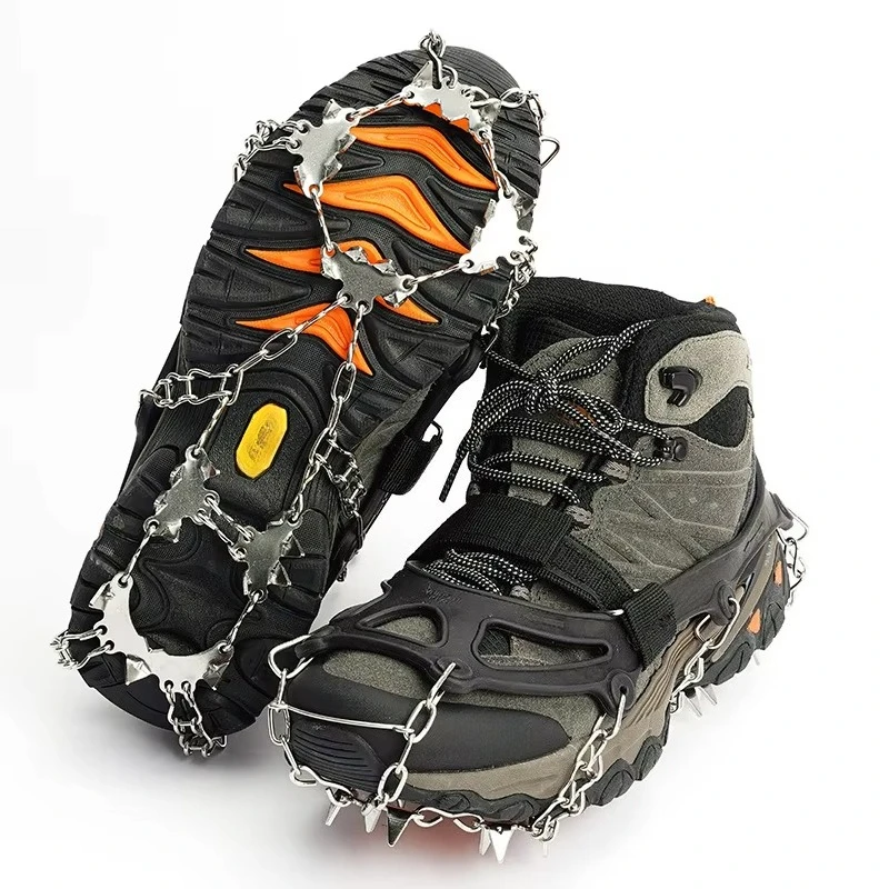 High Quality 28 Teeth Ice Cleats Anti Slip Rock Climbing Anti-Slip Shoe Covers Special Chain Crampons for Men Women Adults