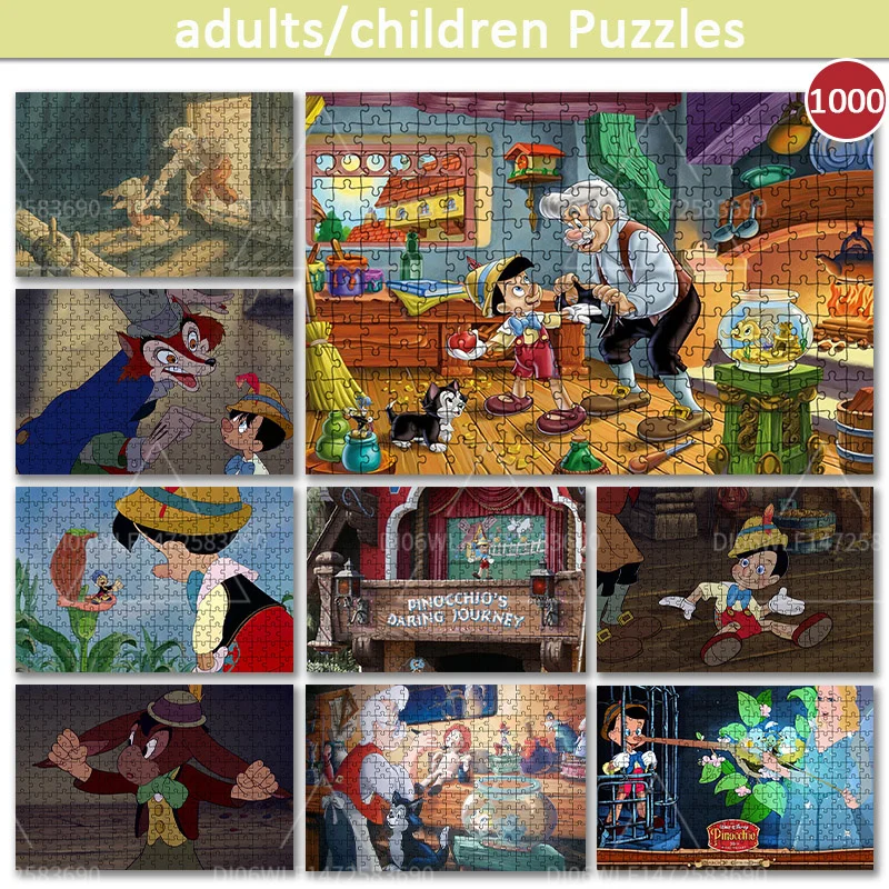 

Jigsaw Puzzles Pinocchio Disney 1000 Pieces Wooden Puzzles Educational Toys for Adults Puzzles Print Clear Gifts for Children