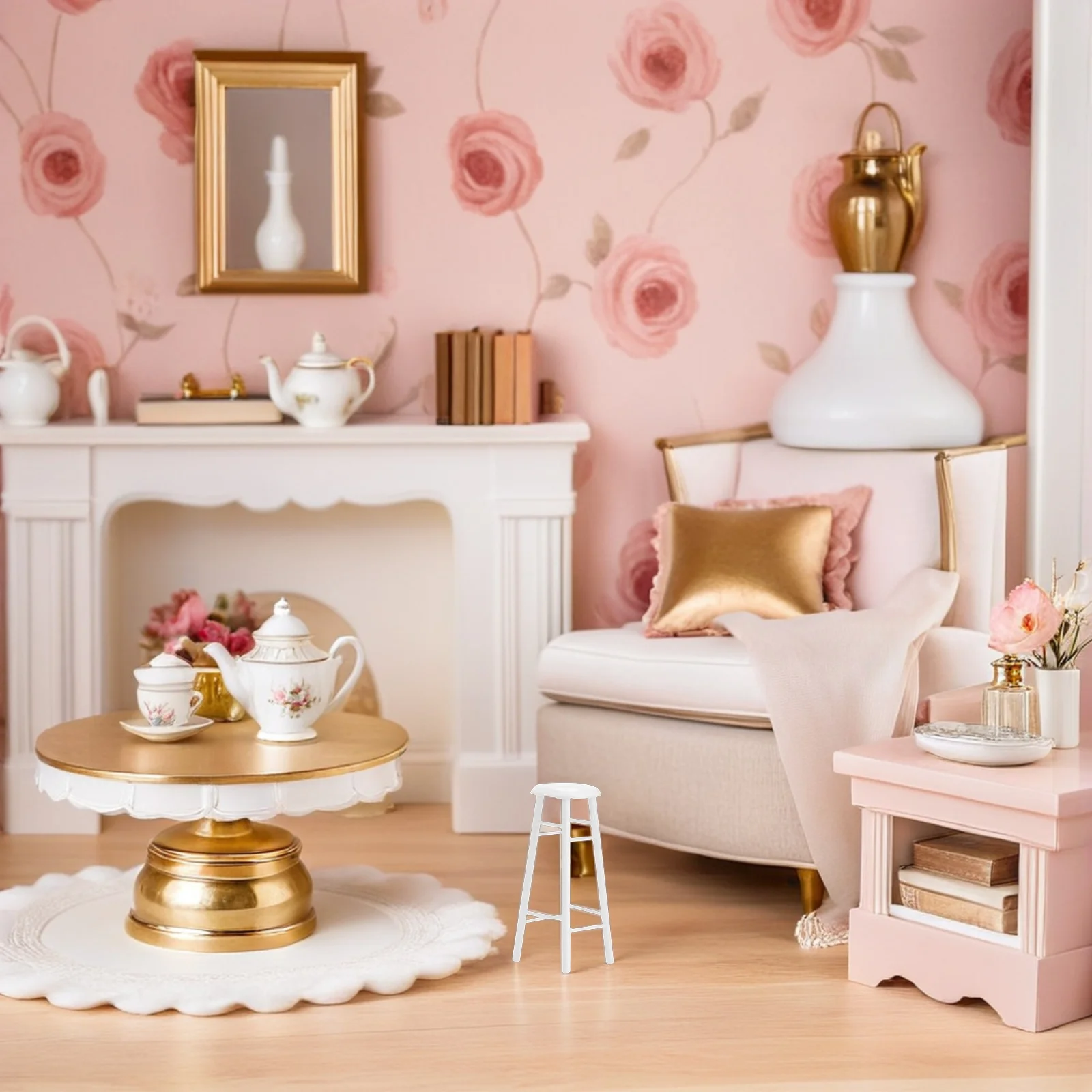 2 個ミニチュア木製バースツールハイスツールドールハウスキッチン家具工芸品シーン装飾アクセサリーミニ木製椅子