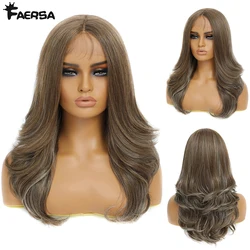 T-Part Synthetic Lace Front Wigs Body Wave Highlight 13X4X1Female Lace Wig Omber Ginger Blonde Synthetic Wig with Baby Hair 22“