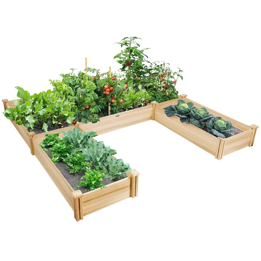 U-Shaped Raised Garden Bed, Wood Raised Garden Planter Box, Customized