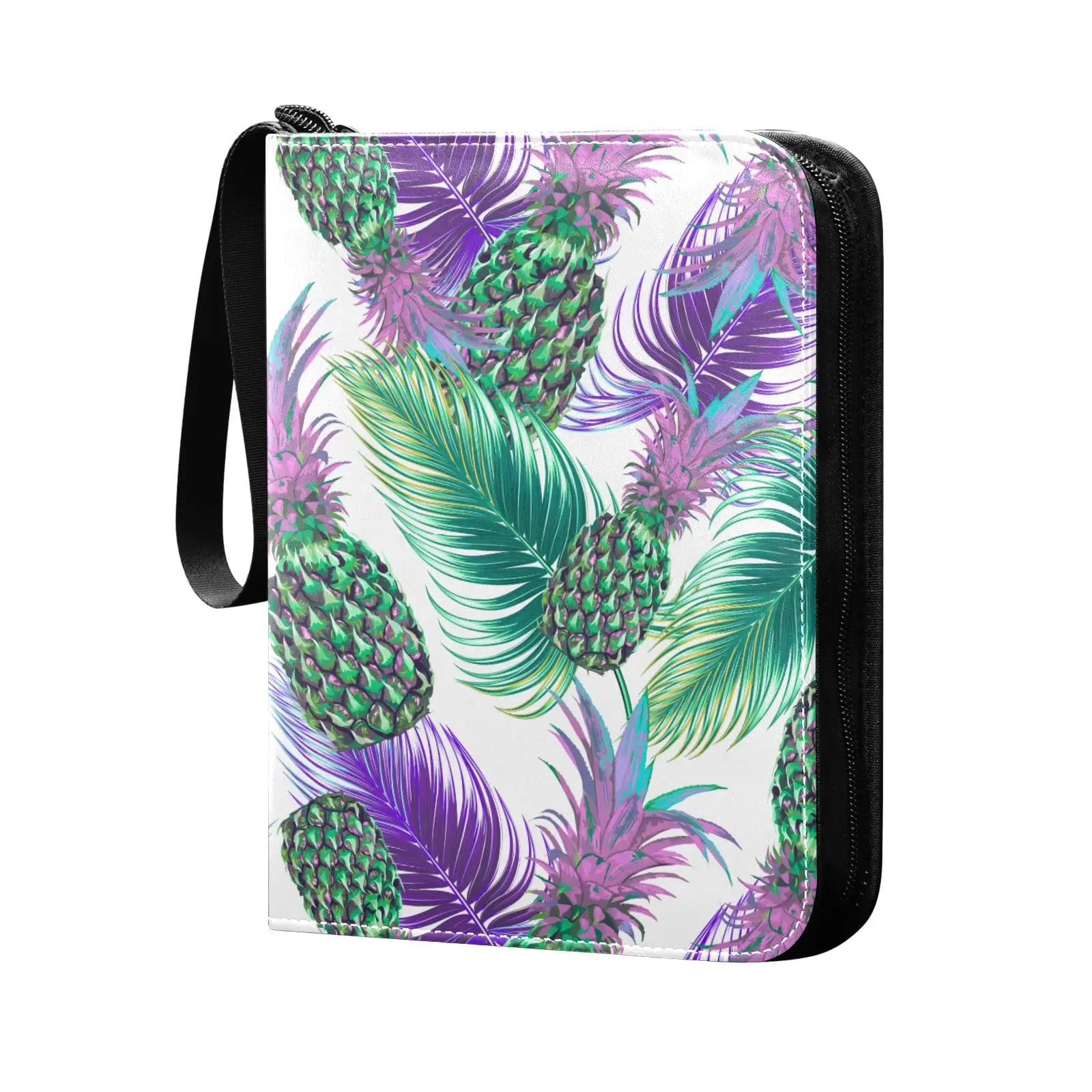 Beautiful Watercolor Pineapple Summer 4 Pocket Card Binder 400 Double Sided Pocket Album Game Unique Card Collection Storage