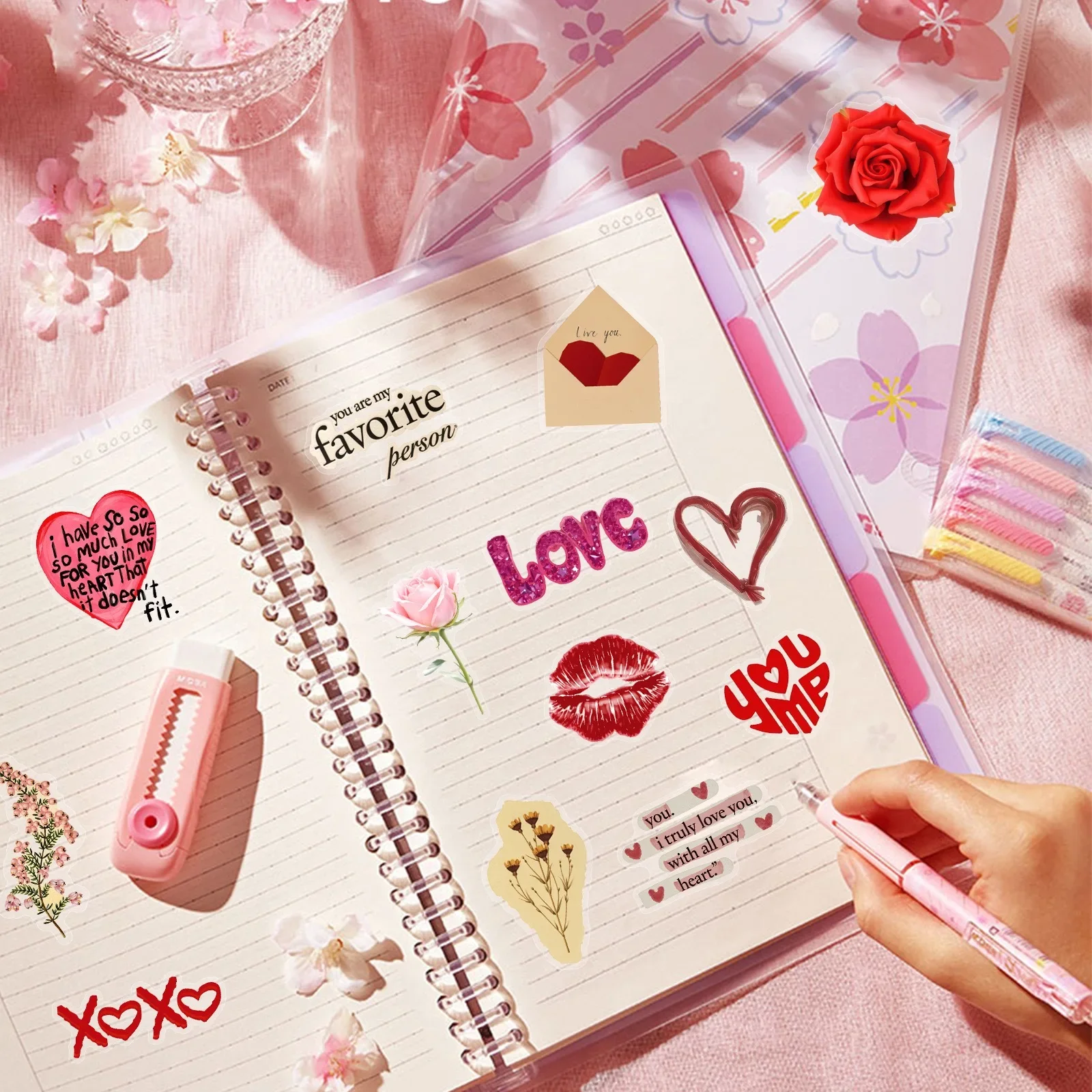 50/100pcs Vintage Romantic Love You Valentine's Day Transparent Stickers Laptop Scrapbook Phone Diary Fridge Decoration Sticker