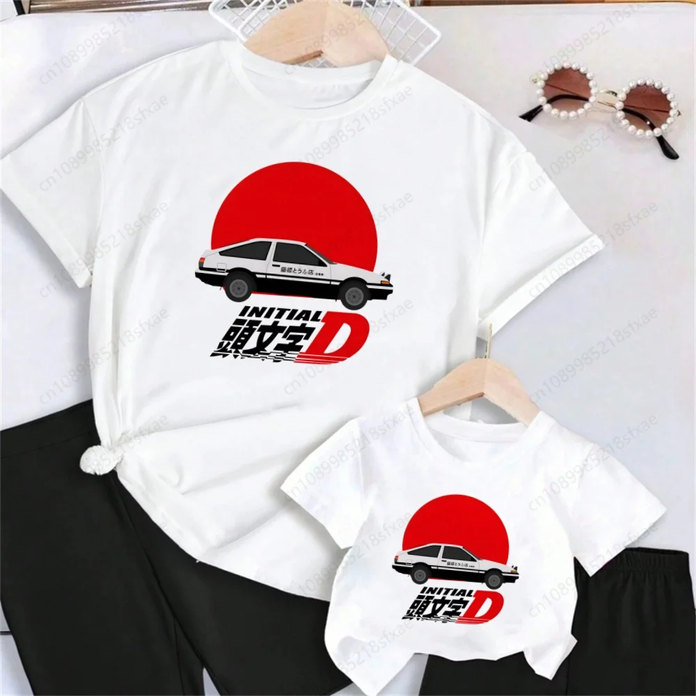 AE86 Initial D JDM Manga Takumi Fujiwara Drift Car Akagi RedSuns T Shirt Children T-Shirt for Boy Baby Girls Tops Family Shirts