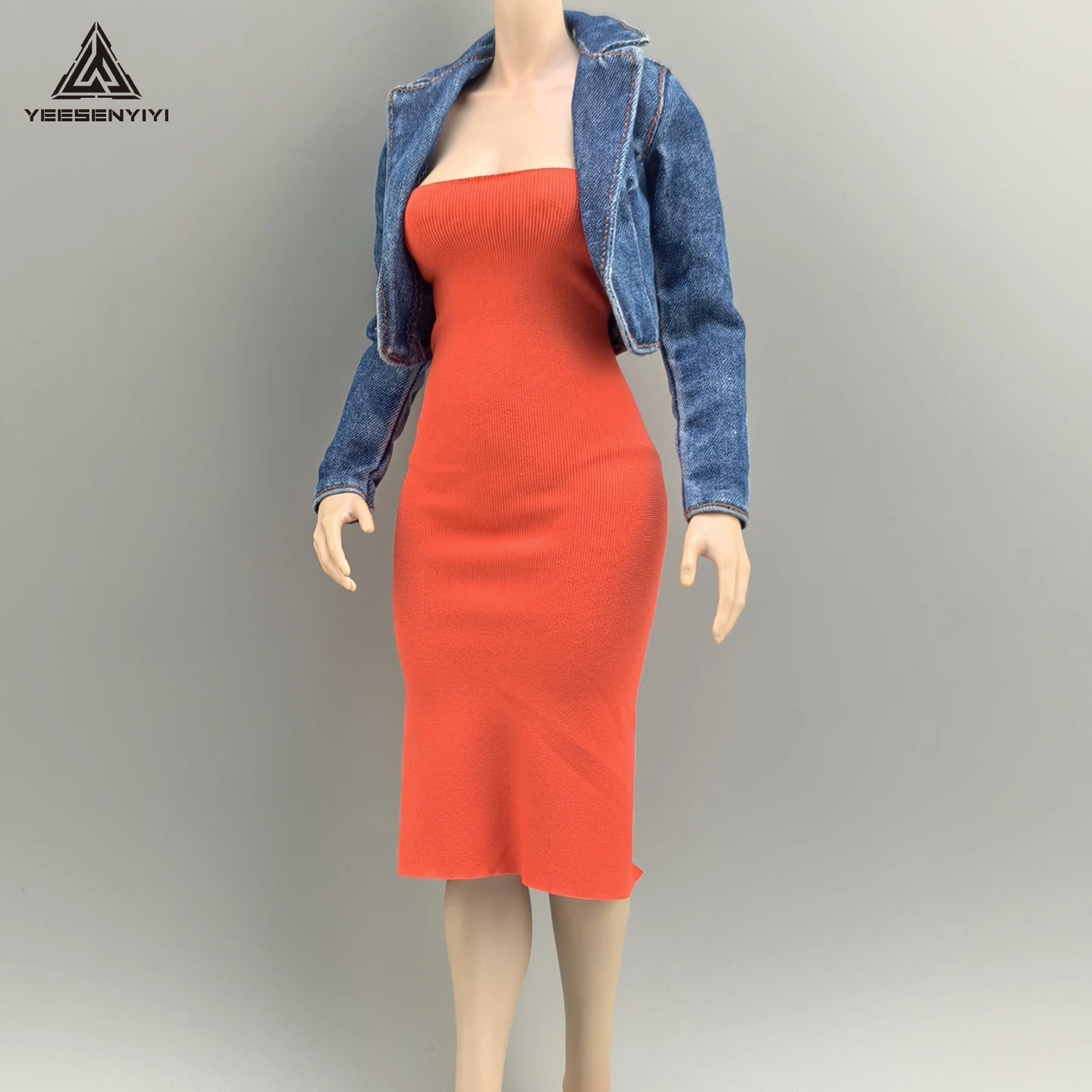 Vestido bandeau bainha de 12 polegadas, escala 1/6, para figura de ação feminina, elástico, meia panturrilha, vestido bodycon para bonecas bjd de 30cm, parte superior do tubo