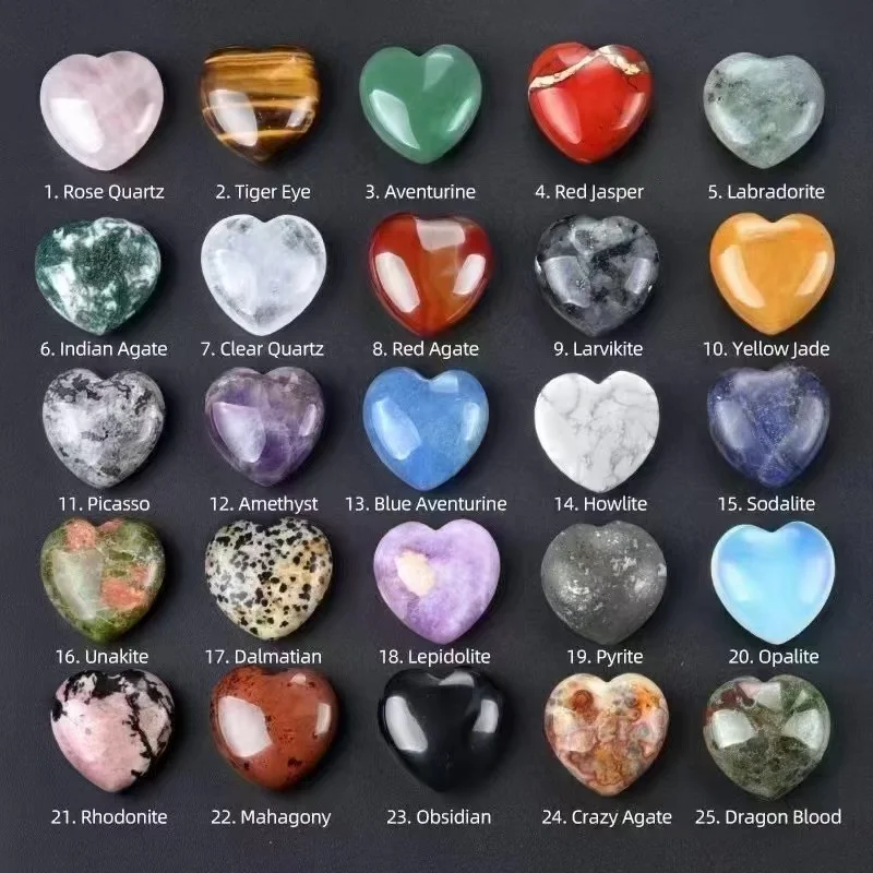 Amor coração ornamento de pedra natural 15mm 20mm cristal guardião gem cura energia contas fengshui decorações para casa 5 peças
