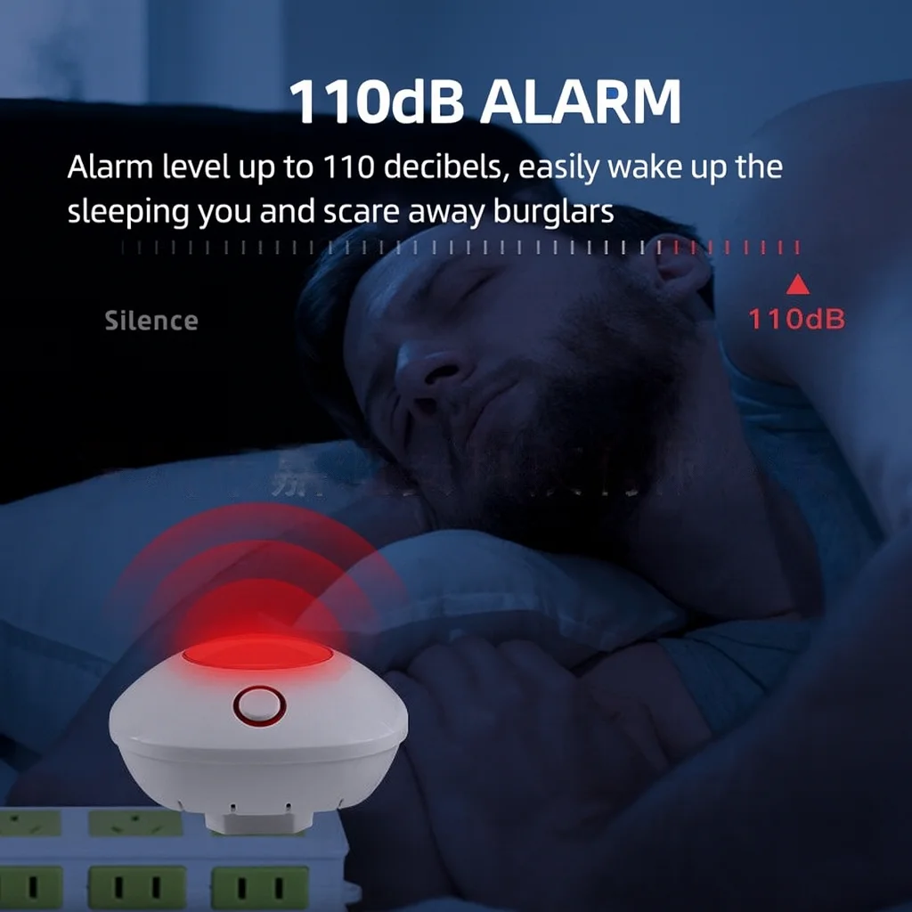 Smart 433MHz Audible & Flash Alarm | Indoor Anti-Theft Siren | Plug & Play | Built-in Backup Battery | EU/US Plug Options